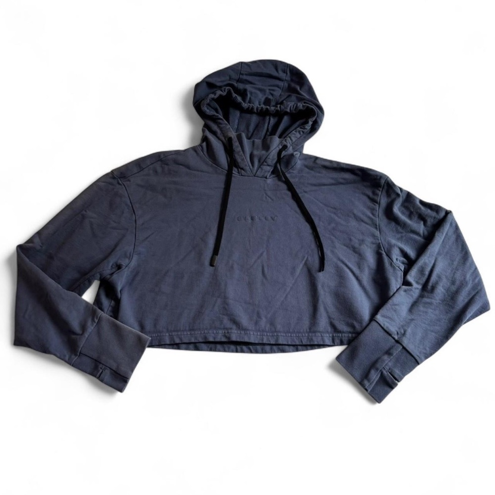 Oakley Women's Medium Cropped Warm Up Hoodie Back Slit Slate Blue